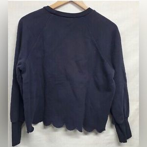 FRAME 💙 NAVY BLUE 💙 Scalloped Hem Sweatshirt - XS